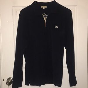 Men's Burberry Long-sleeve Navy Polo